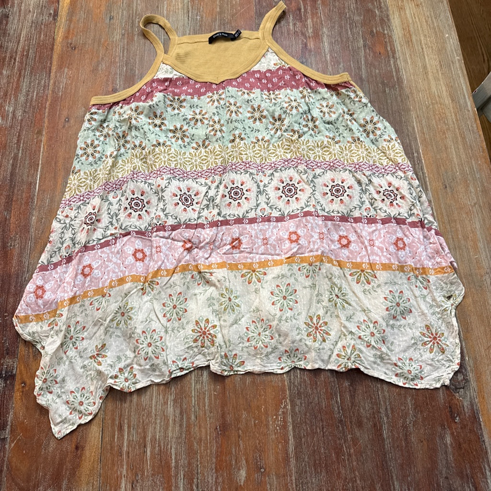 Doe & Rae Tank Top Multicolor Yellow Floral 2XL